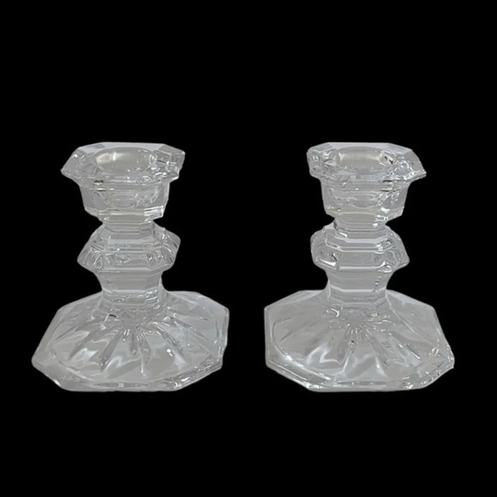 Mikasa Edinburgh Crystal Candlesticks Set of 2 Art Deco Slovenia 3